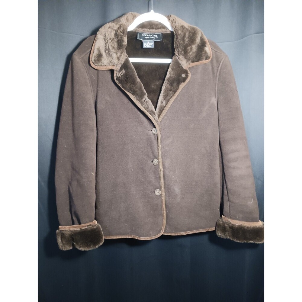 Coaco New York Brown Faux Shearling Jacket Women’s S Après Ski Button Up Coat